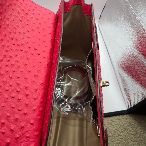 Henri Bendel Pink Ostrich-Embossed Satchel with Duster Bag - Picture 3 of 3